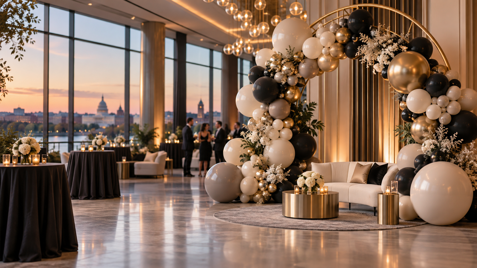 Balloon décor for a graduation party