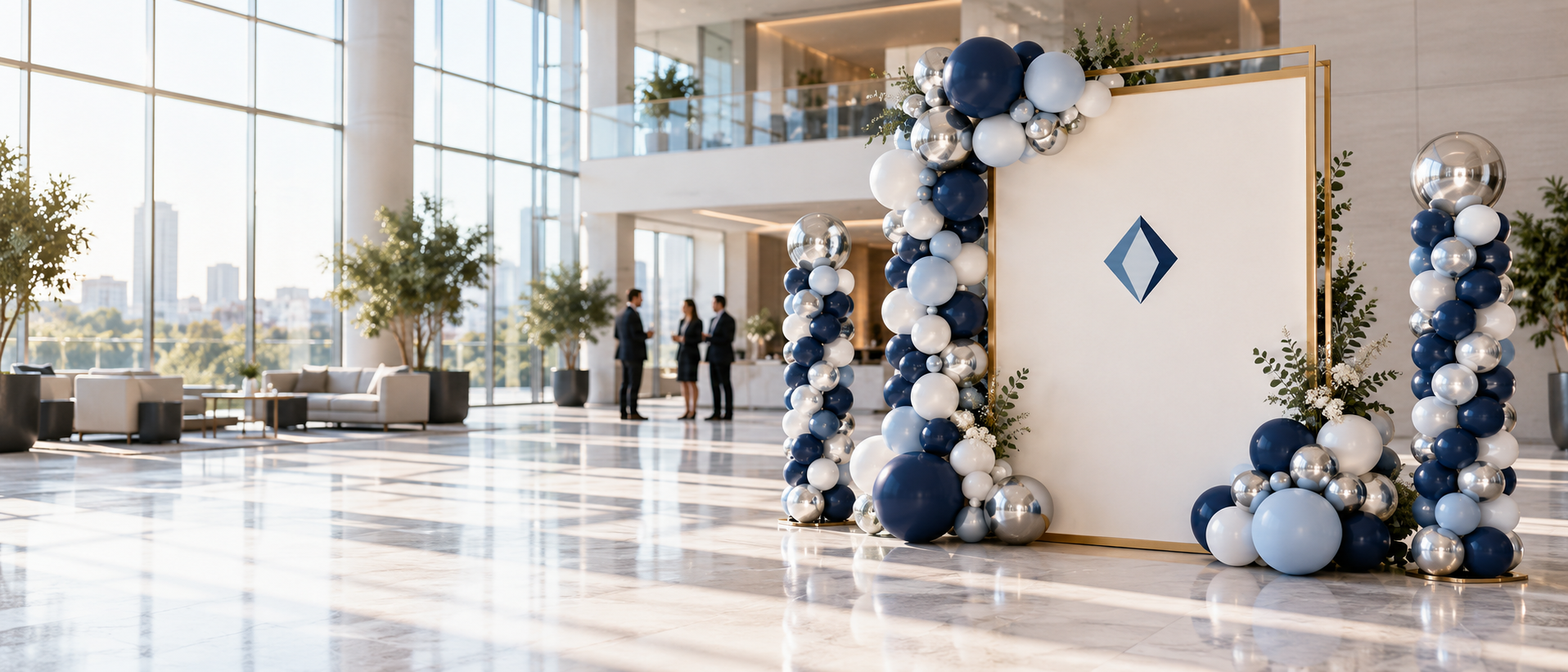 Corporate milestone balloon installation